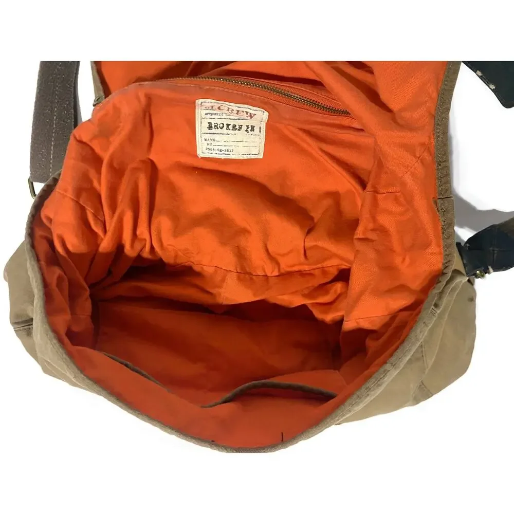 J Crew Broken In Canvas Messenger Bag Distressed Brown With Leather Trim